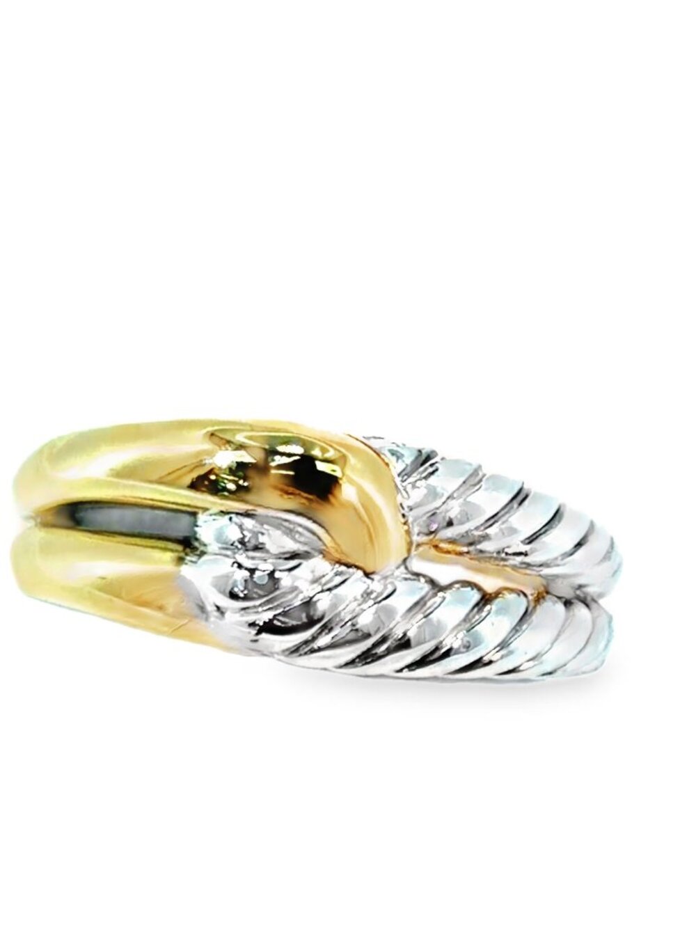 Silver and 14kt yellow gold knot ring